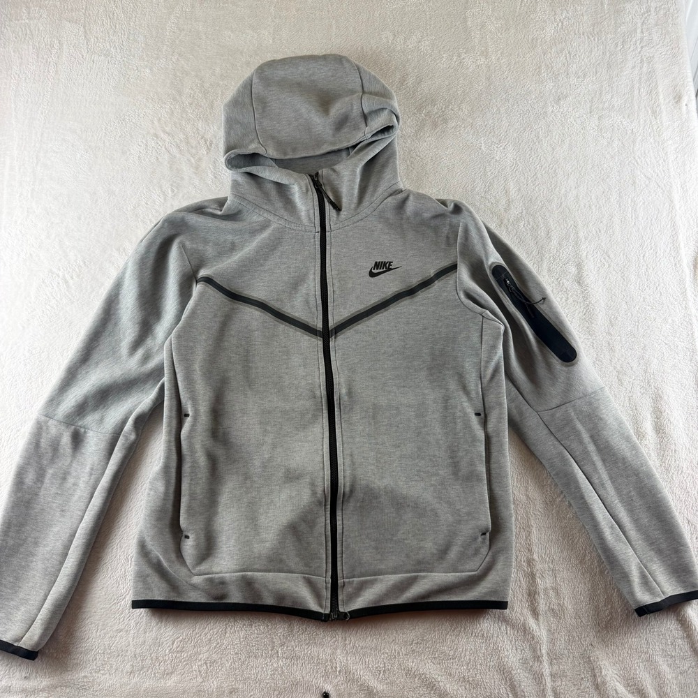 Nike Tech Fleece Full Zip Hoodie Grey Black Mens Size Medium Sportswear Jacket